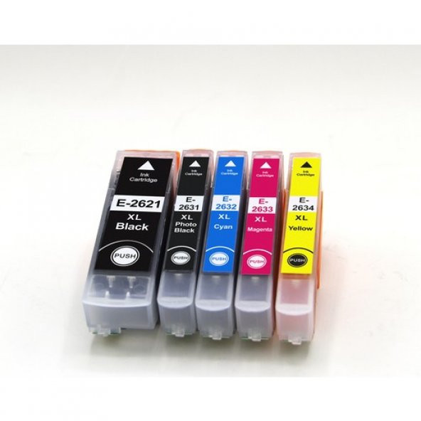 Epson T2621-2631-2632-2633-2634  5 Renk Muadil Kartuş Seti ürün görseli 1