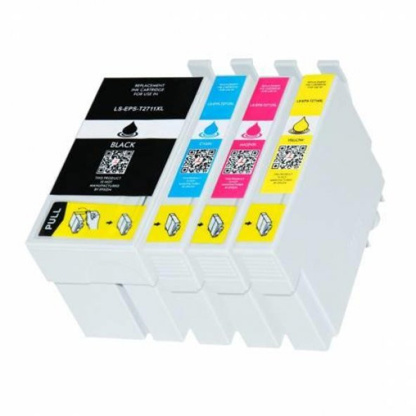 Epson 27XL / T2711XL / Work Force WF-3620 / WF-3640 / WF-7110 / WF-7610 / WF-7620 4 renk Muadil Kartuş seti ürün görseli 1
