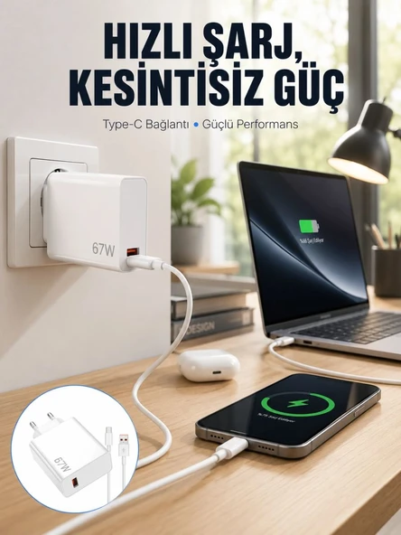 67w Type-c Turbo Şarj Cihazı - Aşırı Akım Ve Isı Koruması, Seyahat Uyumlu Yeni Nesil