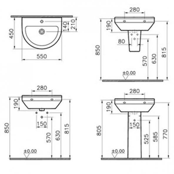 VitrA S50 Lavabo 55 cm 5301L003-0001 - Resim 4