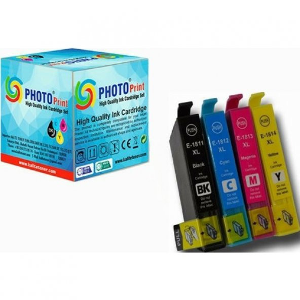 Epson Expression Home XP-425 Muadil Kartuş Set 4 Renk Takım 18XL T1811-1814XL ürün görseli 1