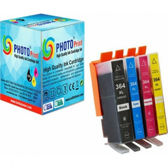 Photo Print Wireless B109N/B110A/C/E Kartuş Set 4 Renk Takım Muadil Yüksek Kapasite 364XL ürün görseli 1