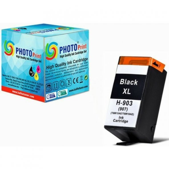 Photo Print Hp Officejet Pro 6960 T6M15AE 903XL Siyah Yüksek Kapasiteli Muadil Kartuş 825 Sayfa ürün görseli 1