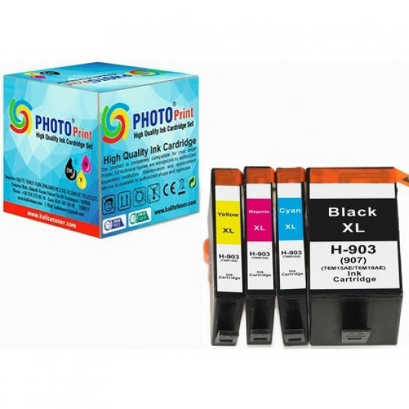 Photo Print Hp Officejet Pro 6960 903XL 4 Renk Yüksek Kapasiteli Muadil Kartuş Seti 825 Sayfa ürün görseli 1