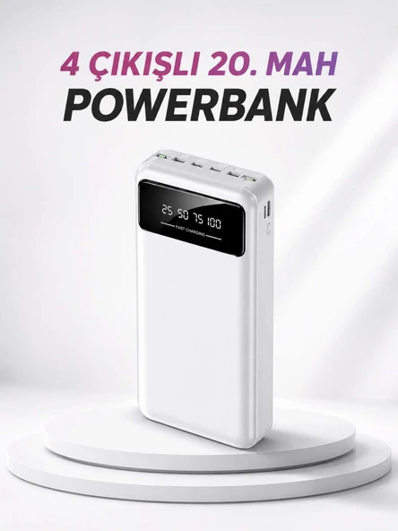 4 Çıkışlı 20.000 MAH Powerbank Taşınabilir Çoklu Giriş