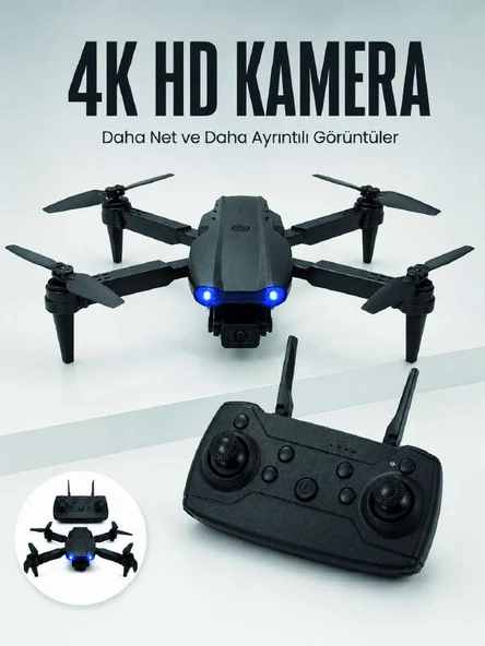 E99 Pro 4K HD Kameralı Katlanabilir Drone APP Kontrollü Uzaktan Kumandalı Mini Drone