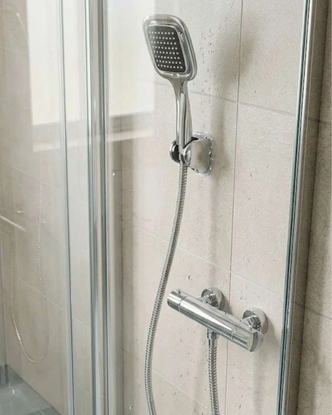 Siyah Duş Başlığı Seti Spiral Hortumlu El Duşu ve Duvar Askısı Banyo Seti