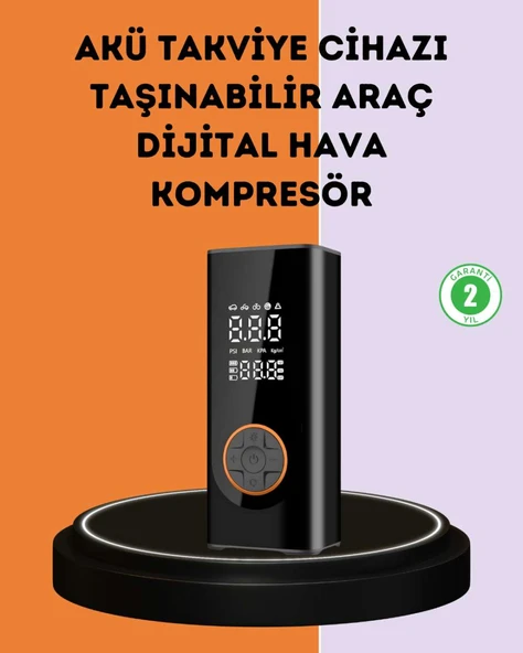 150 PSI Dijital Hava Pompası Akü Takviye ve Powerbank Özellikli