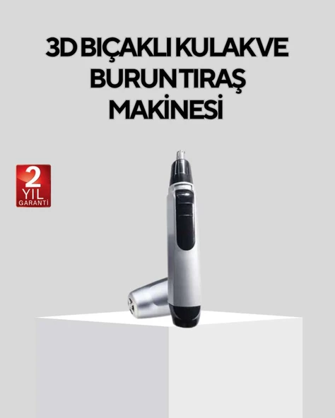 Burun Kulak ve Kaş Tıraş Makinesi 3D Keskin Bıçaklı Pil ile Çalışan