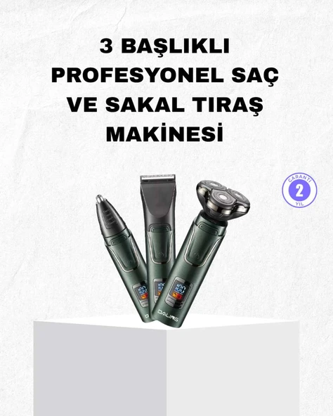 Şarjlı ve Kablosuz 3 Başlıklı Profesyonel Bakım Seti – Saç, Sakal, Burun ve Kulak Düzeltici