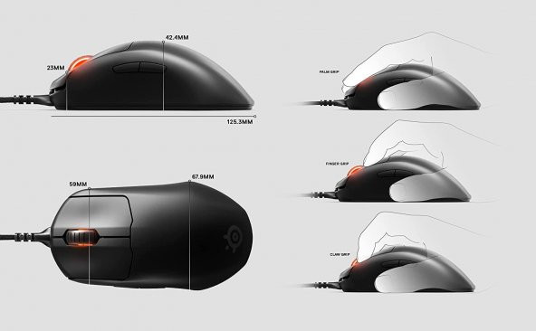 SteelSeries Prime+ Plus RGB Optik FPS Gaming Oyuncu Mouse - Resim 4