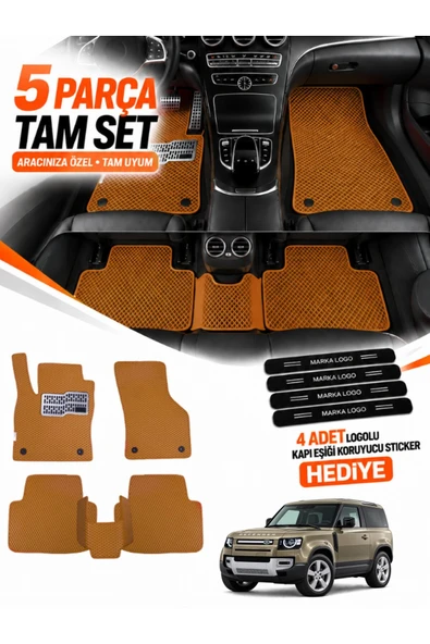 LAND ROVER DEFENDER-90-TEK KAPI (2020-2025) Uyumlu EVA Oto Paspas Metal Topukluklu Taba