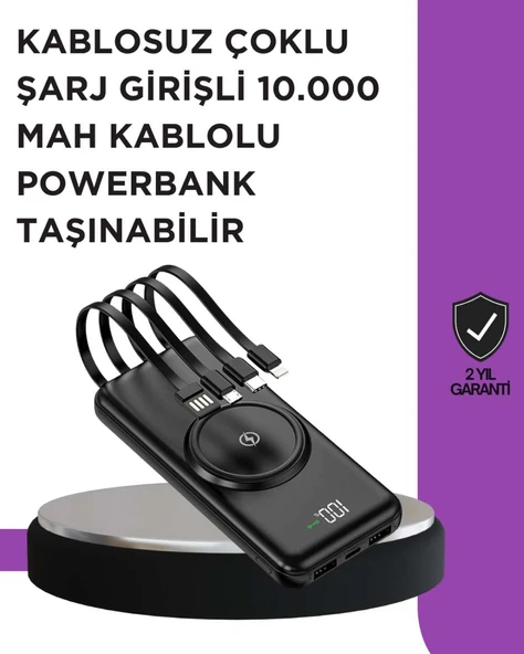 Çoklu Cihaz Uyumu ile Kablolu ve Kablosuz Şarj – Pratik Powerbank