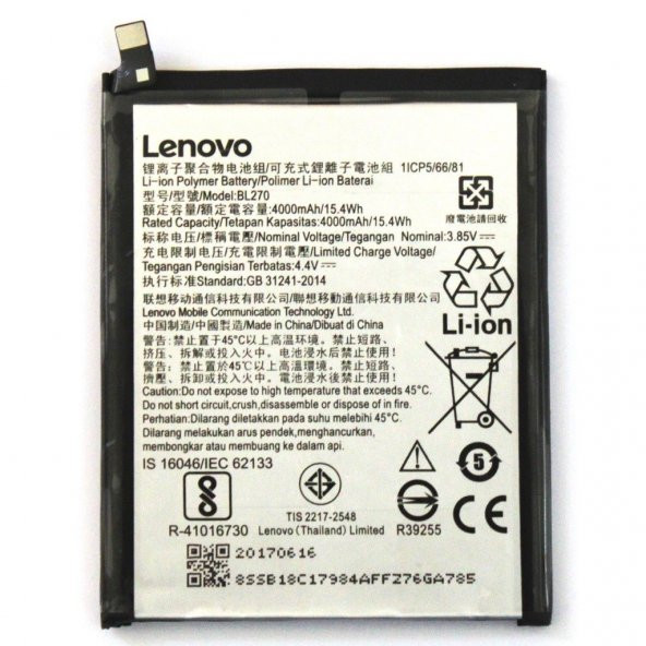 Lenovo Bl-270 K6 Note Batarya Pil 100 Orjinal ürün görseli 1