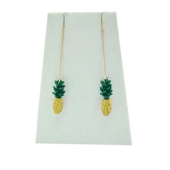 Renkli Metal Ananas Zincir Küpe ürün görseli 1