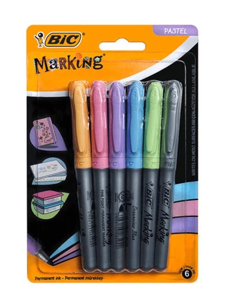 Bic Marking Color Permanent Marker Pastel Renkler 6lı Set ürün görseli 1