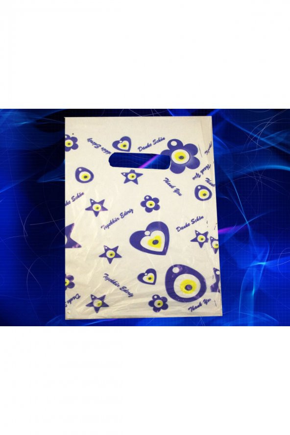 Nazar Boncuk Baskılı Elgeçme Poşet 20x30 cm 100 Adet. ürün görseli 1