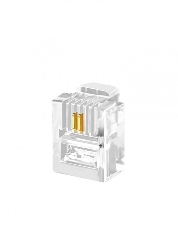 PrimeX PX-6P2C RJ11 2 pinli konnektör, RJ11 Jack, 6P2C Jack, RJ11 Telefon Kablo Ucu 100 lü Paket ürün görseli 1