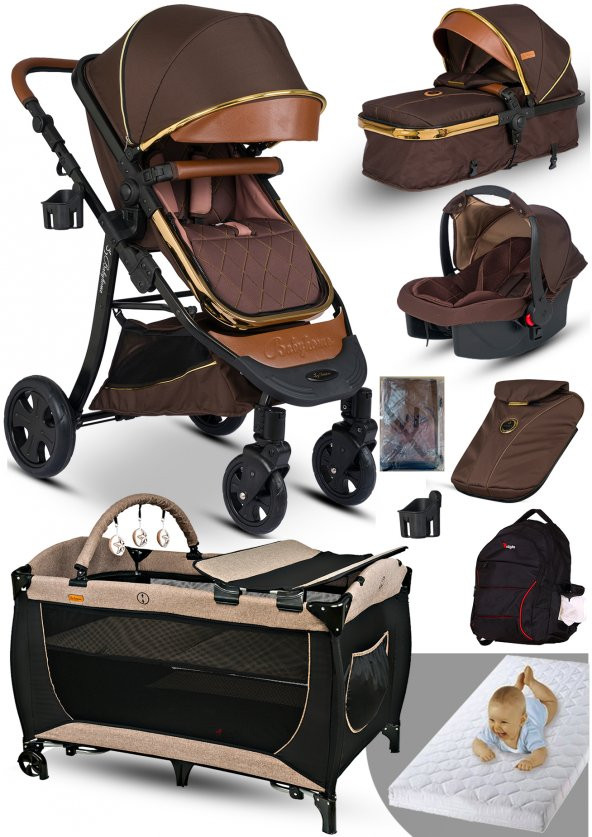9 İn 1 Yeni Ekonomi Paket 985 Travel Sistem Bebek Arabası 560 Oyun Parkı Park Yatak Beşik ürün görseli 1