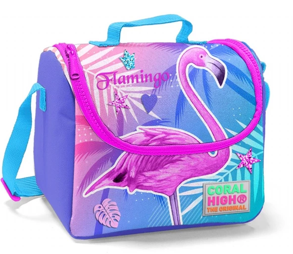 Coral High Mor Flamingo Baskılı Termoslu Beslenme Çantası - Kız Çocuk ürün görseli 1