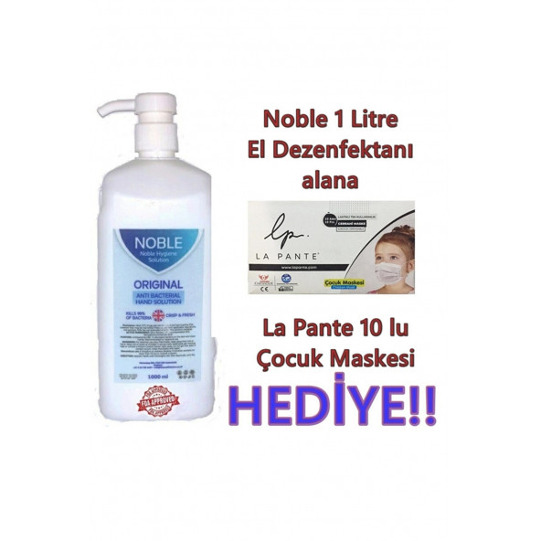 El Dezenfektanı Noble 1 lt Çocuk Maskesi hediyeli ürün görseli 1