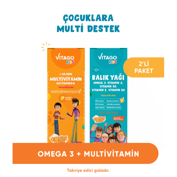 2li Paket Vitago Kids Balık Yağı + Multivitamin Şurup ürün görseli 1