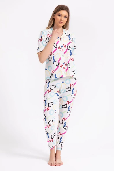 Roly Poly 2786 Love Krem Kadın Gömlek Pijama Takımı ürün görseli 1
