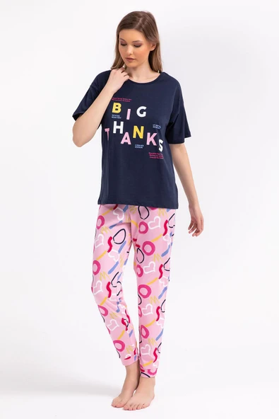 Roly Poly 2800 Big Thanks Lacivert Kadın Pijama Takımı ürün görseli 1