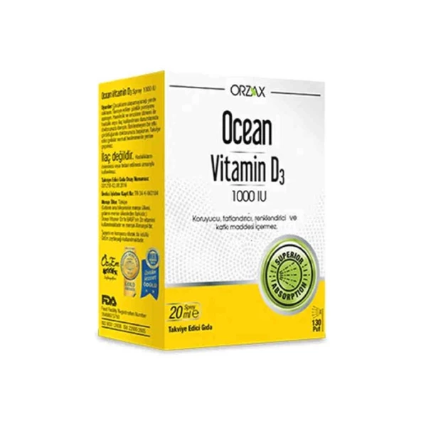Orzax Ocean Vitamin D3 1000 IU Sprey 20 ml ürün görseli 1