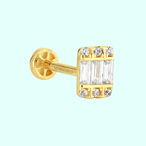 Altın Baget Tragus Piercing 14 Ayar ürün görseli 1