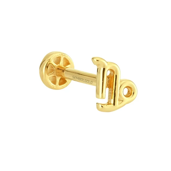Altın Tragus Piercing 14 Ayar Oğlak Burcu - Resim 2