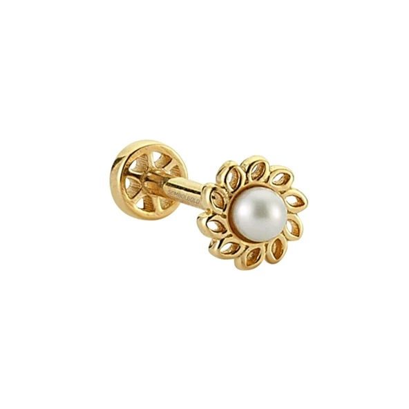 Altın İnci Tragus Piercing 14 Ayar - Resim 2