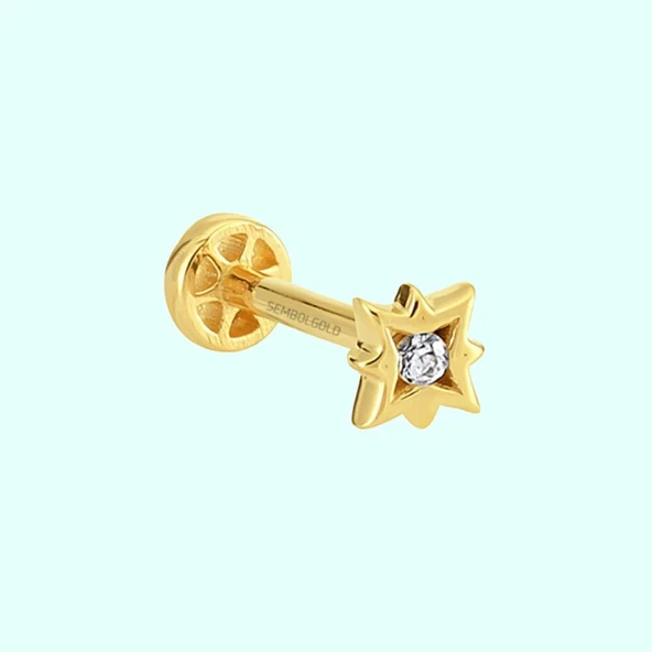 Altın Pusula Tragus Piercing 14 Ayar ürün görseli 1