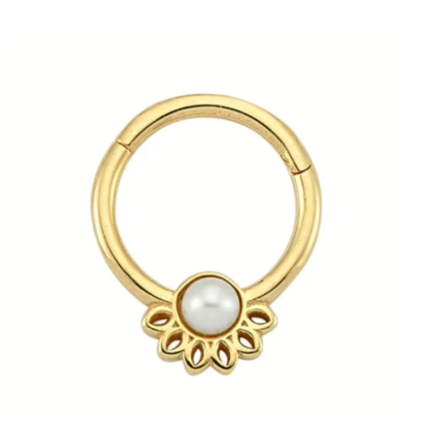 Altın Halka Piercing İnci Form 14 Ayar - Resim 2