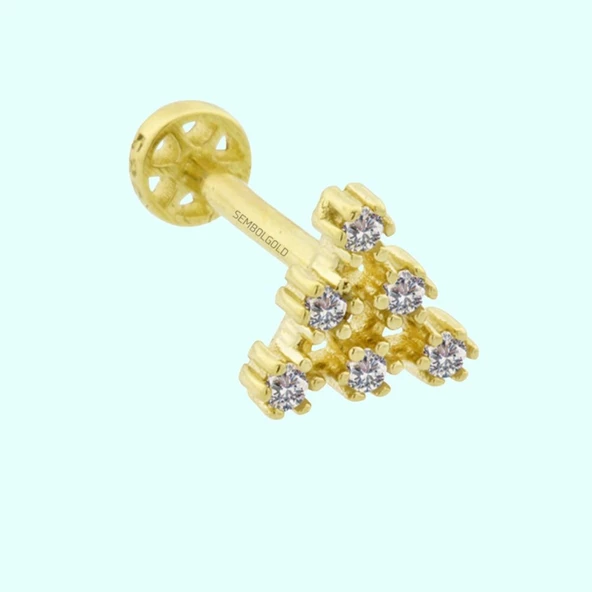 Altın Piramit Tragus Piercing 14 Ayar ürün görseli 1