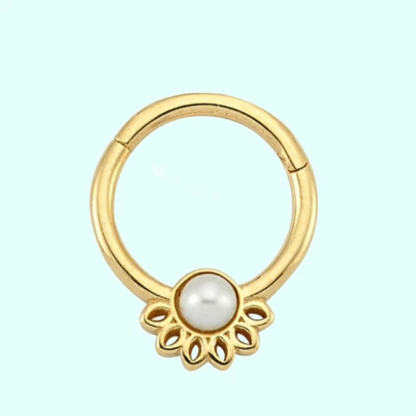 Altın Halka Piercing İnci Form 14 Ayar ürün görseli 1
