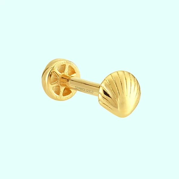 Altın İstiridye Tragus Piercing 14 Ayar ürün görseli 1