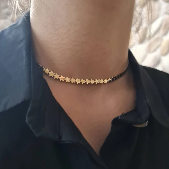 Altın Yıldız Zincir Kolye 40 cm - Resim 2