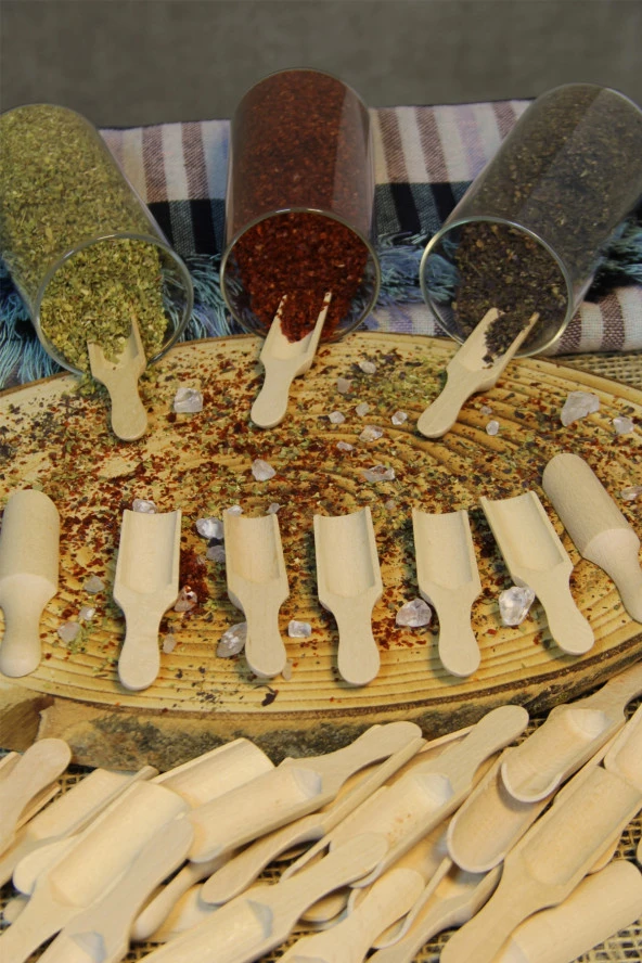 9' Lu Mini Bambu Ölçek Kaşığı (küreği), Lüks Mini Kürek Baharatlık Kaşığı ürün görseli 1