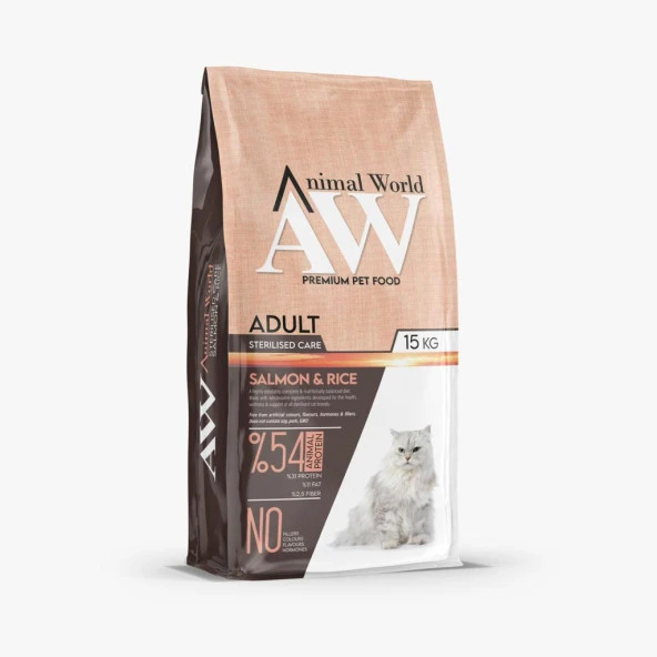 Animal World Somonlu Kısırlaştırılmış Kedi Maması 15 Kg ürün görseli 1