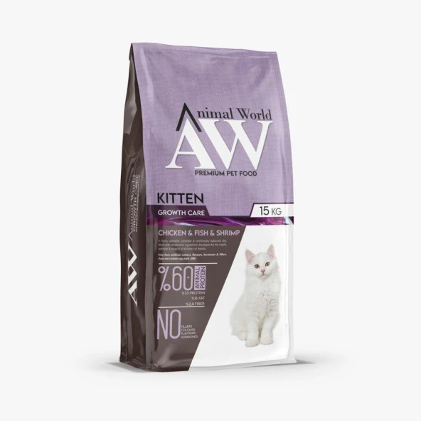 Animal World Tavuk Balık ve Karidesli Yavru Kedi Maması 15 Kg ürün görseli 1