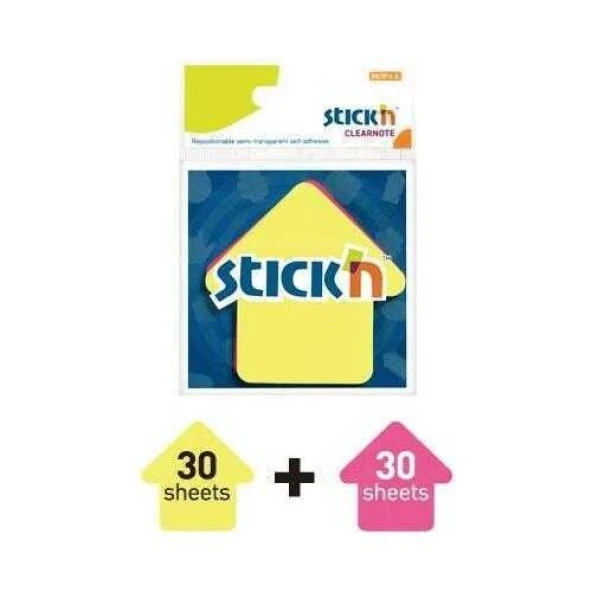 Gıpta Stick'n 76 x 76 Ok Şekil Yarı Saydam 2 Neon Renk 60 Yaprak ürün görseli 1