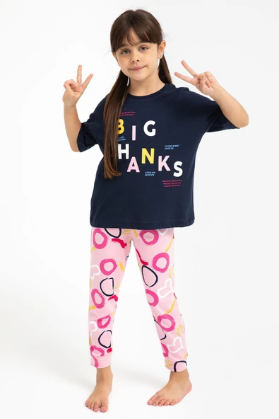 Roly Poly 2800 Big Thanks Lacivert Kız Çocuk Pijama Takımı ürün görseli 1