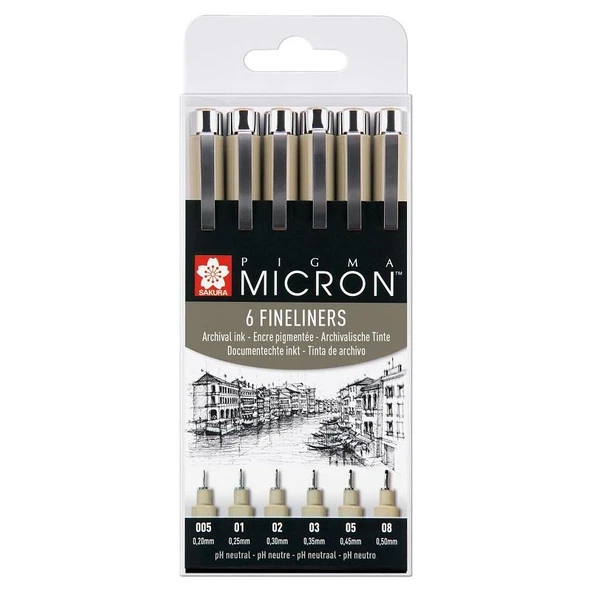 SAKURA PIGMA MICRON SİYAH SET 6'LI ürün görseli 1