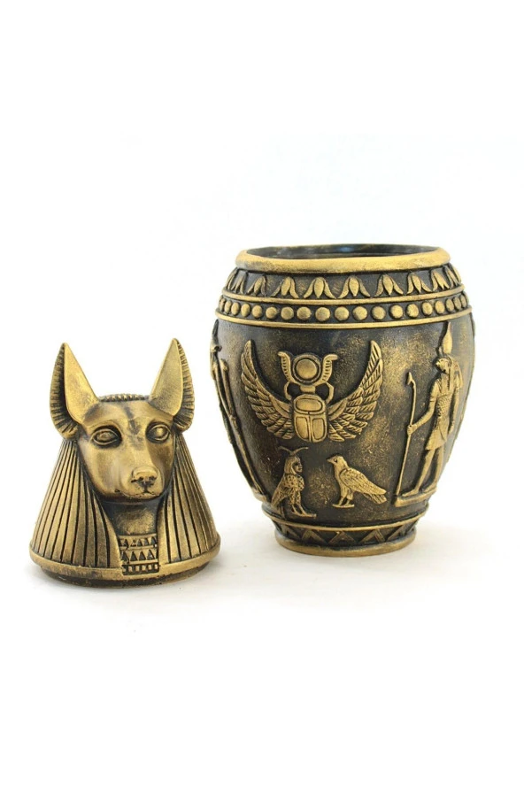 Polyester Antik Mısır Tanrısı Anubis Biblo Kapaklı Kutu - Resim 5