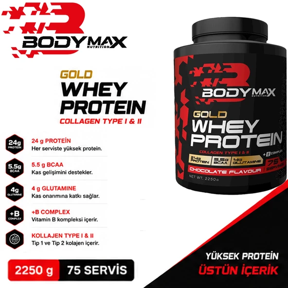 BODYMAX GOLD WHEY PROTEİN 2250GR ÇİKOLATA ürün görseli 1