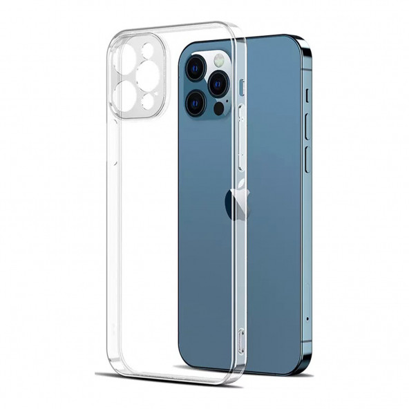 iPhone 12 Pro Max Kamera Korumalı,Tıpalı,Şeffaf Silikon Kılıf ürün görseli 1