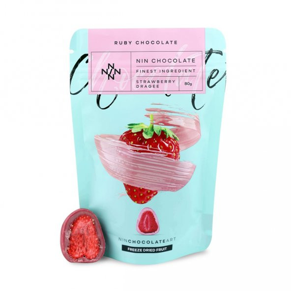 Ruby Çikolata Kaplı Kurutulmuş Çilek Draje 80g ürün görseli 1
