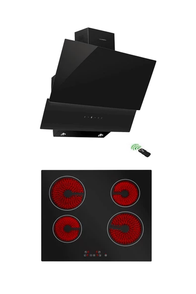 LUXELL İKİLİ ANKASTRE SET( V6-04 T VİTROSERAMİK OCAK+ DA-835 SİYAH CAM DAVLUMBAZ ürün görseli 1