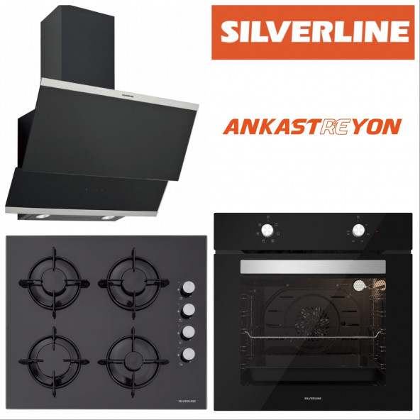 Silverline BO6501B01-CS5349B01-3420 CLASSY Siyah cam ankastre set ürün görseli 1